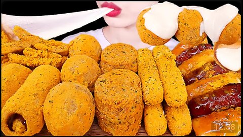 ASMR MUKBANG｜CHEESE BALL, CORN DOG, FRIES, CHEESE STICKS, MENBOSHA 뿌링클 사이드 치즈볼 치즈스틱 감자튀김 핫도그 소떡소떡 먹방