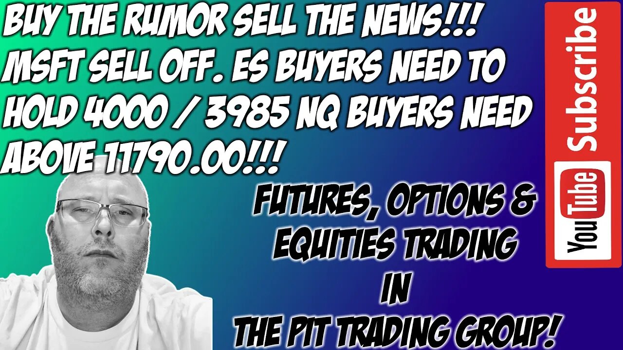 Buy The Rumor Sell The News - ES S&P500 NQ NASDAQ 100 Premarket Trade Plan - The Pit Futures Trading