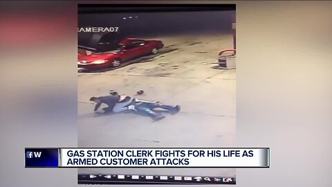 Gas station clerk fights for his life as armed customer attacks