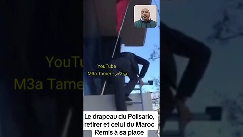 أسد مغربي ينزل علم الجمهورية الوهمية من على سفارة المغرب ويرفع العلم المغربي 🇲🇦♥️