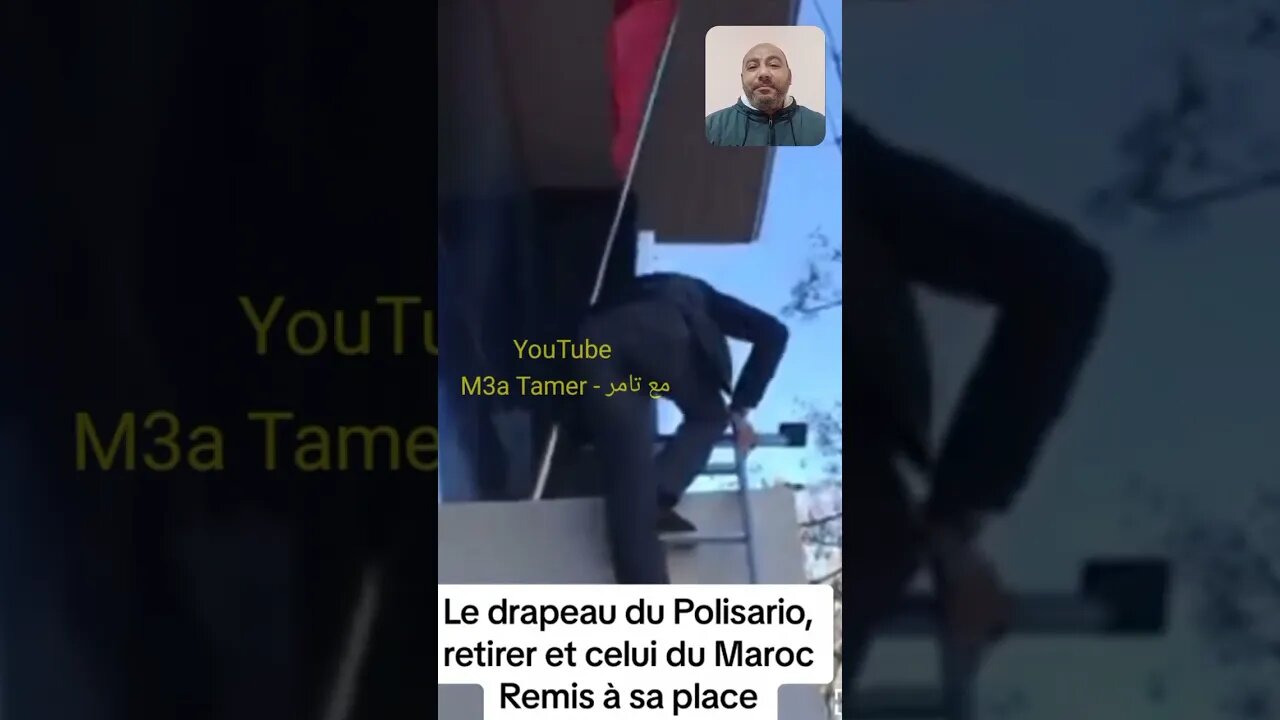 أسد مغربي ينزل علم الجمهورية الوهمية من على سفارة المغرب ويرفع العلم المغربي 🇲🇦♥️
