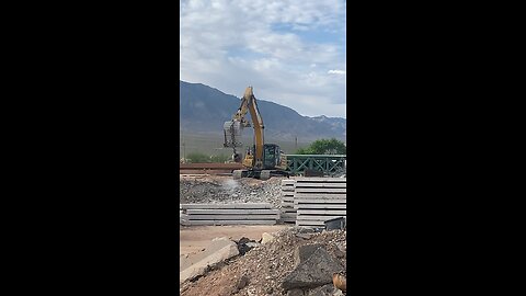 Breaking up concrete bridge deck slabs￼.