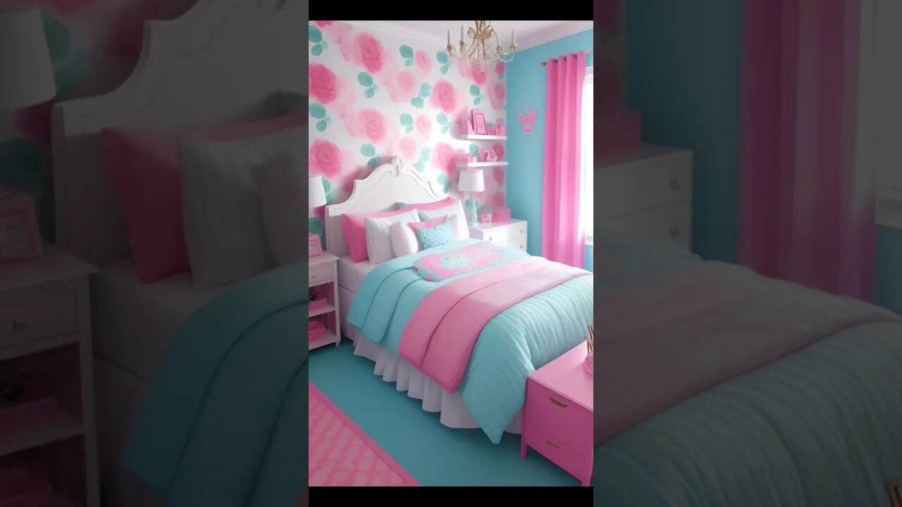 Pink room decor ideas💖💖#pink bed design#kidsroom #shorts