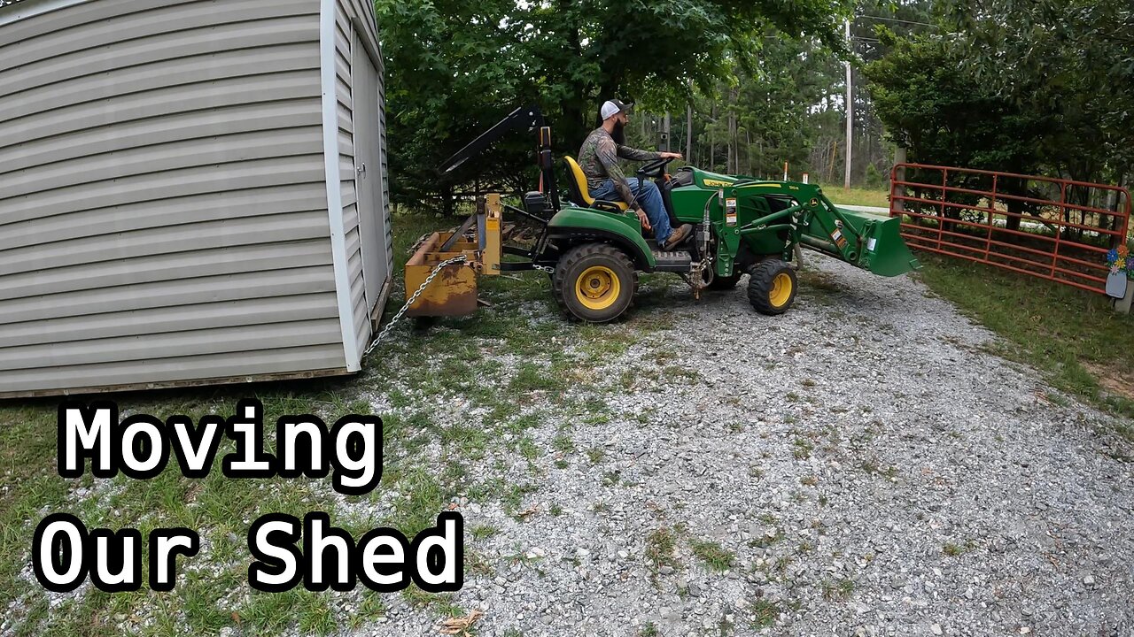 Cannon Farm - Moving Shed with John Deere 1023e