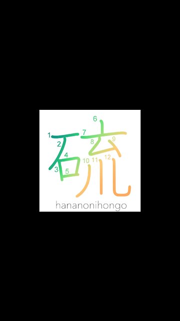 硫 - sulphur (S) - Learn how to write Japanese Kanji 硫 - hananonihongo.com