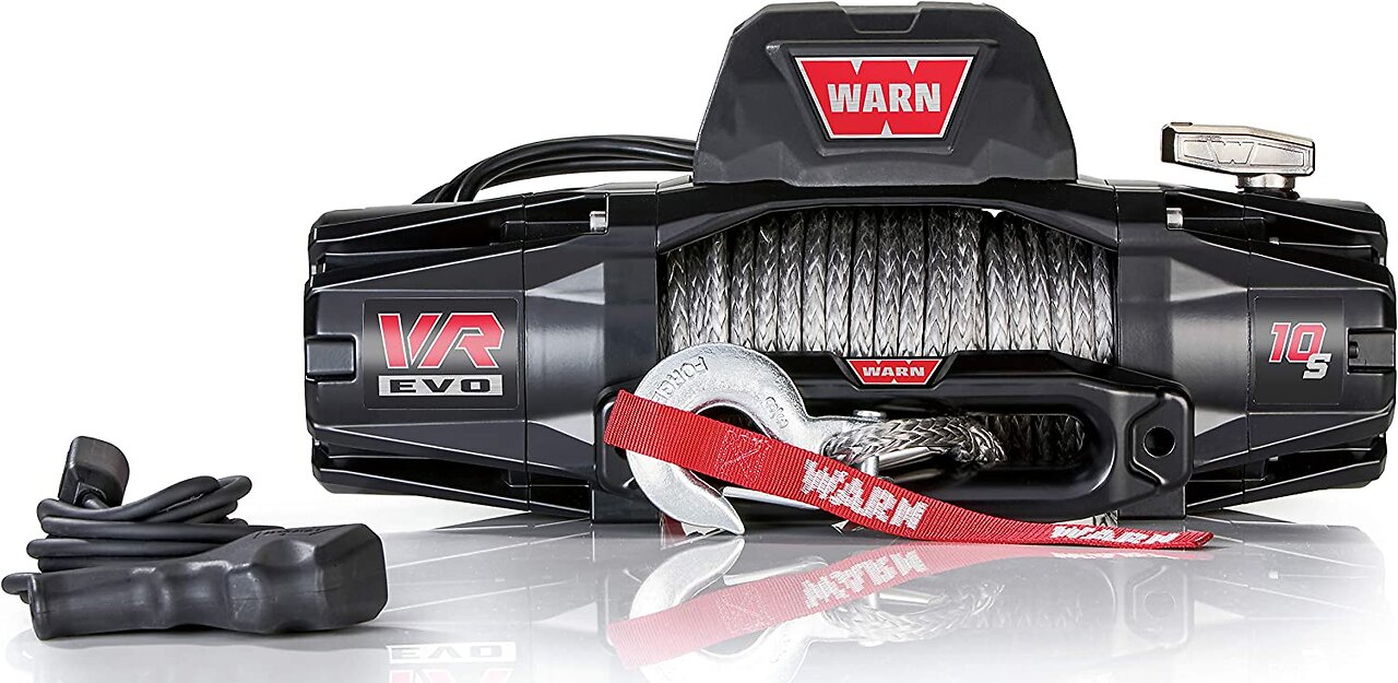 WARN 103253 VR EVO 10-S Electric 12V DC Winch with Synthetic Rope: 38" Diameter x 90' Length,...