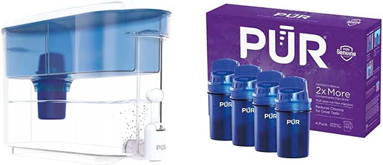 PUR Large Filtered Water Dispenser, 30 Cup – Includes 1 PUR Water Pitcher Filter