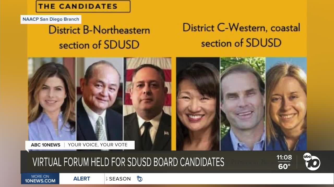 Virtual forum held by NAACP San Diego Branch for SDUSD board member candidates