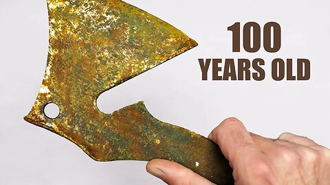 Antique Rusty Meat Cleaver Restoration. Black Blade