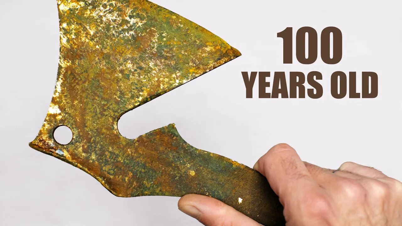 Antique Rusty Meat Cleaver Restoration. Black Blade