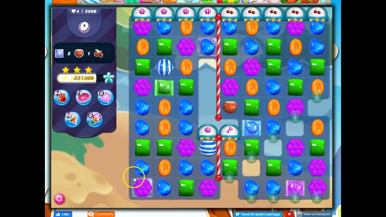 Candy Crush Level 5990 Talkthrough, 25 Moves 0 Boosters