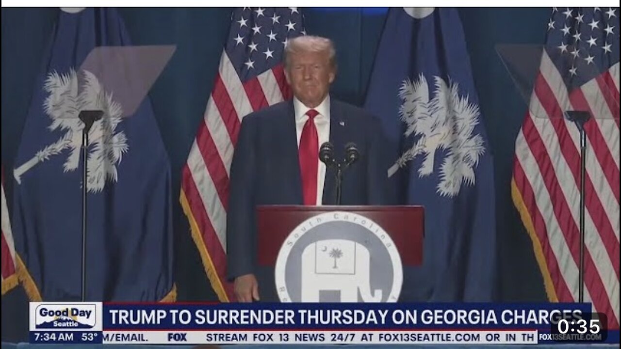 Trump To Surrender Thursday on georgia charges