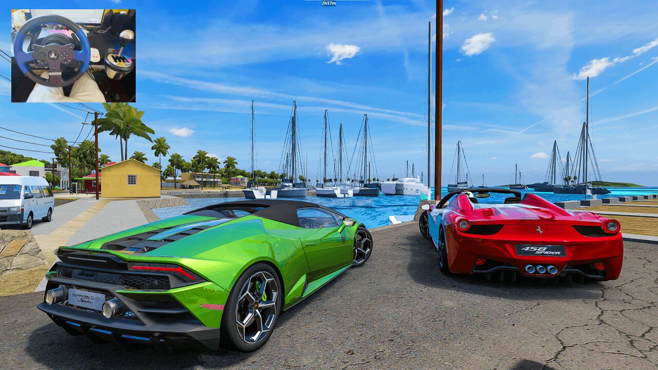 Lamborghini Huracan EVO Spider & Ferrari 458 Italia Spider Assetto Corsa Thrustmaster T150