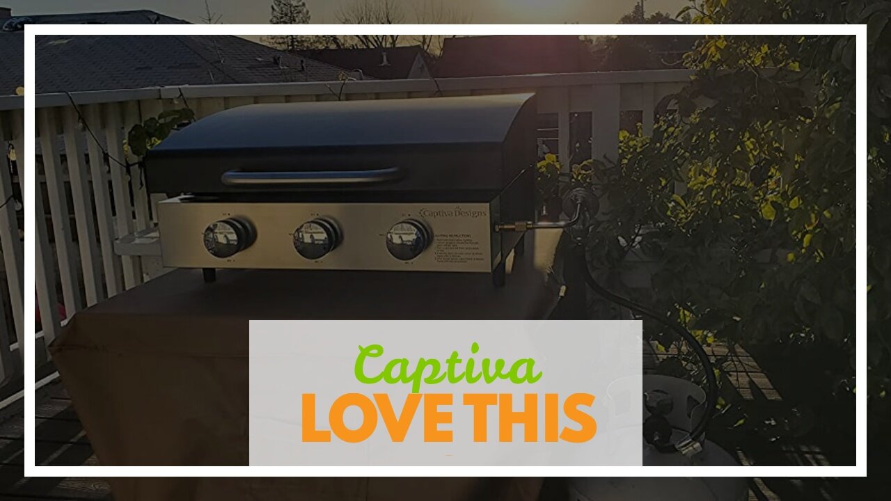 Captiva Designs Tabletop Griddle with Ceramic Coated Cast Iron Plate, 22 in Portable Flat Top P...