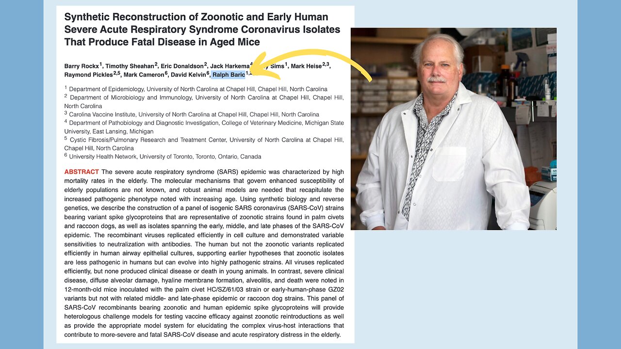 Conflict of Interest? Ralph Baric & UNC Create Remdesivir While Reverse Engineering SARS with Wuhan