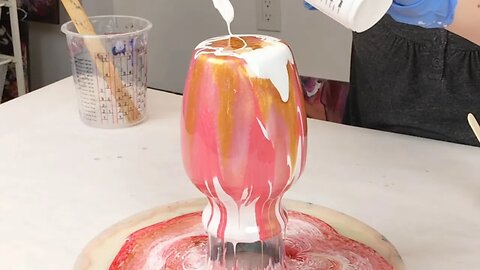 Pink and Gold Resin Vase and Bowl
