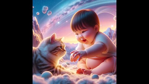 Cuties babies with cat