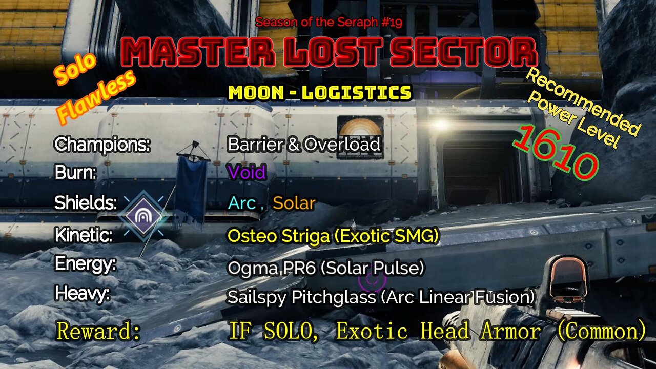 Destiny 2 Master Lost Sector: Moon - K1 Logistics on my Warlock Solo-Flawless 1-19-23