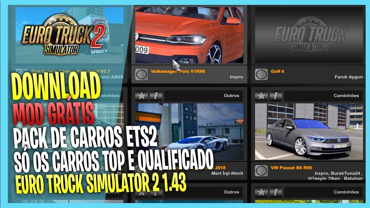 ▶️PACK 10 CARROS PARA EURO TRUCK SIMULATOR 2 1.43