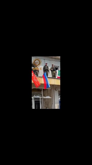 Flags installed in Yuzhny, near Severodonetsk