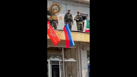 Flags installed in Yuzhny, near Severodonetsk