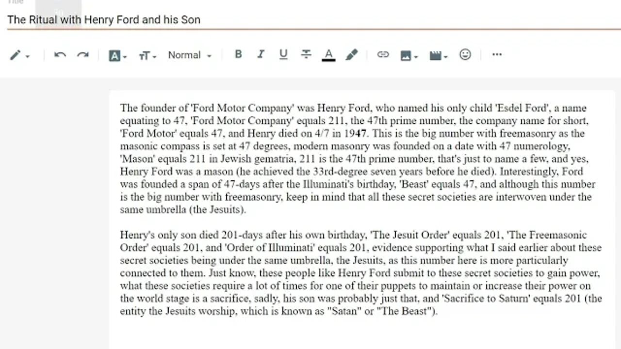 The Numerical Ritual with Henry Ford and his Son #gematria #truth #numerology #kabbalah #ford