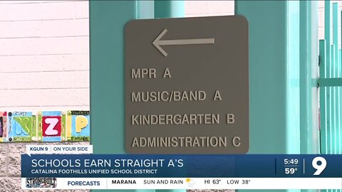 Catalina Foothills Unified School District schools all earn 'A' grades