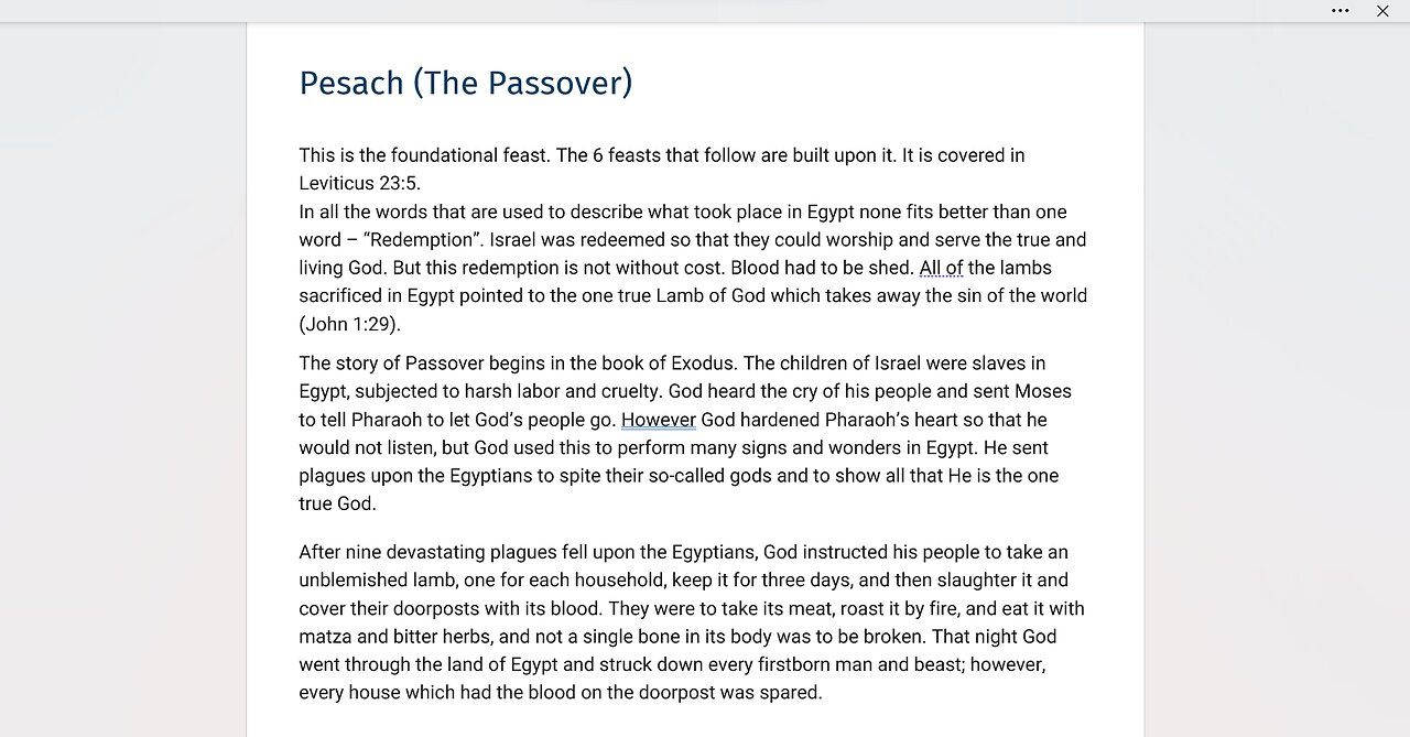 Part 2 of The Feasts and Festivals and God's Calendar - Prophetic Foreshadowings