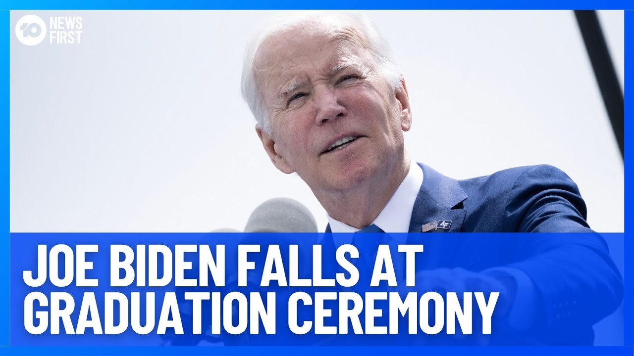 U.S. President Joe Biden falls on stage during commencement ceremony