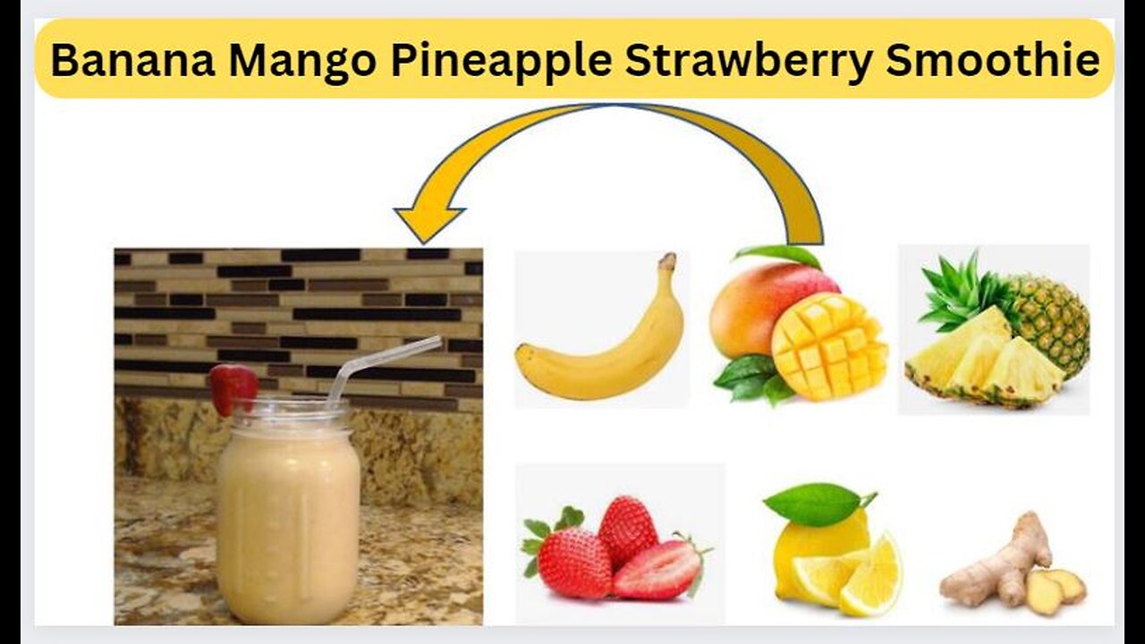 Banana Mango Pineapple Strawberry Smoothie #Smoothies #healthy #healthylifestyle