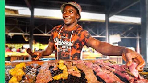 African Street Food in Namibia!!! OUTRAGEOUS Worms, Kapana and Rare Meats!!