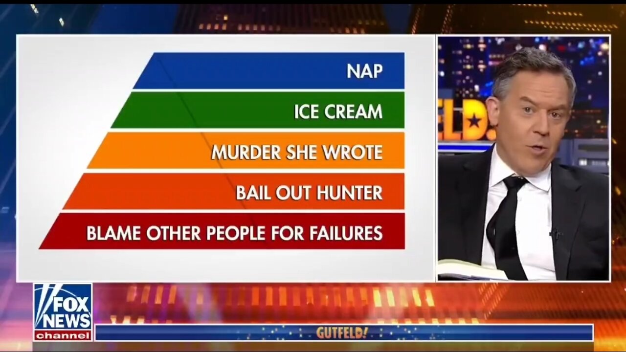 Gutfeld Lists Biden's Hierarchy Of Needs: Blame, Nap, Ice Cream,