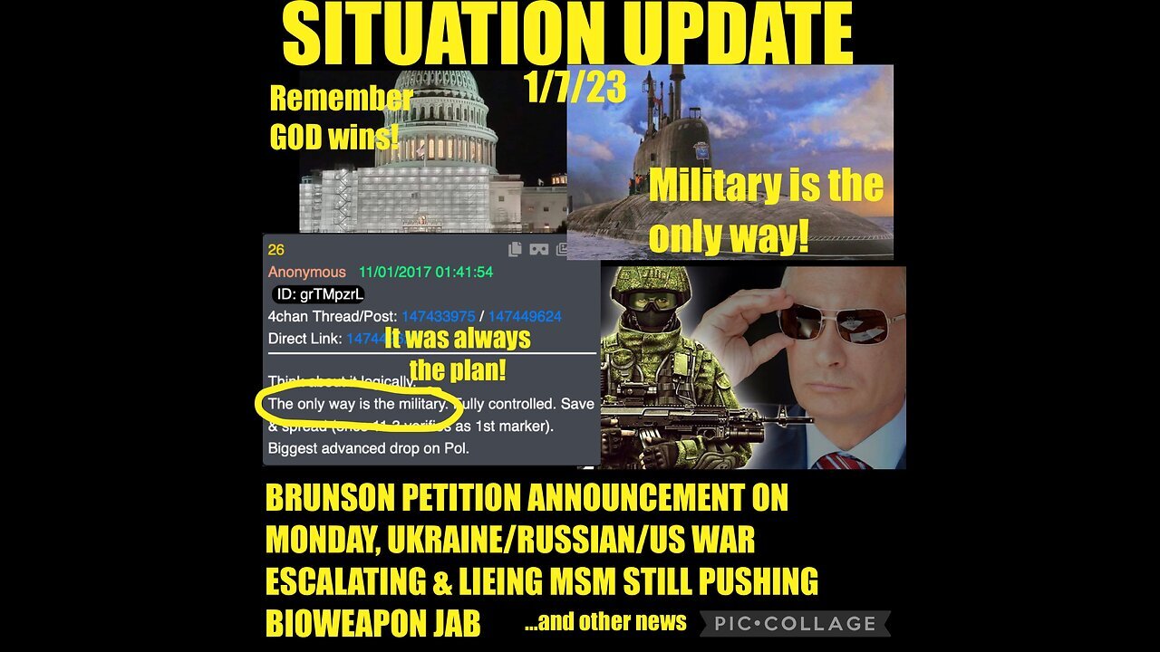 Situation Update 1.7.23 ~ QFS - Mcarthy - Military Arrests Deep State