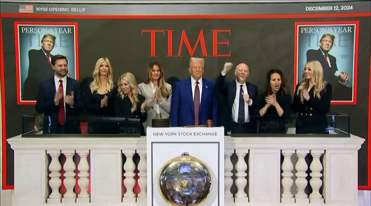 President trump rang the bell a long time! Time to move. Time person of the year! Catch the comms!