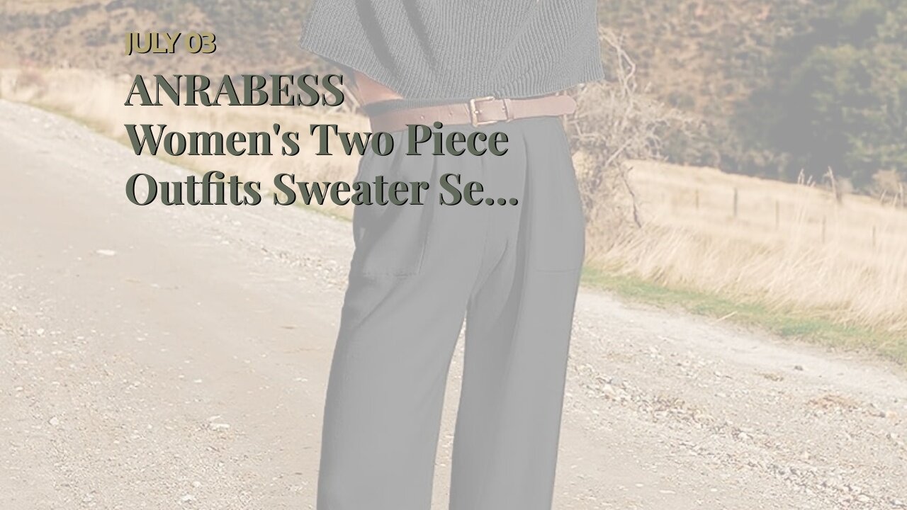 ANRABESS Women's Two Piece Outfits Sweater Sets Knit Pullover Tops and High Waisted Pants Track...