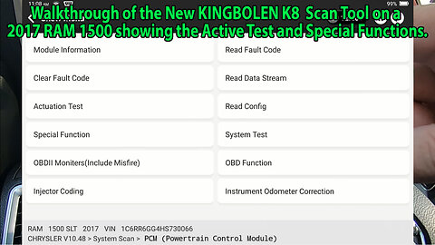 Walkthrough of Active Test and Special Functions of the NEW KINGBOLEN K8 on a 2017 RAM 1500.