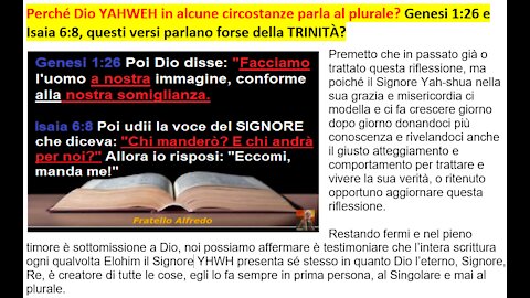 Perché Dio in alcune circostanze parla al plurale? Genesi 1:26, questi versi parlano della TRINITÀ?