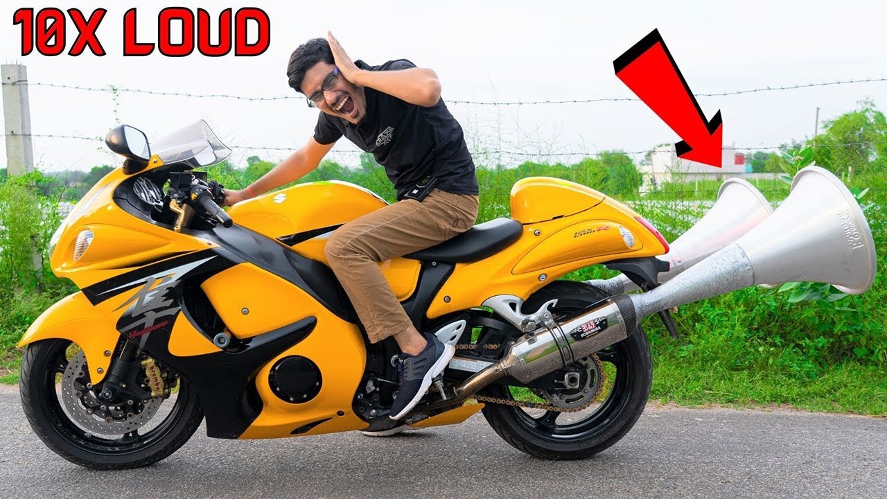 10X Loud Horn in Suzuki Hayabusa Silencer | What Will Happen?