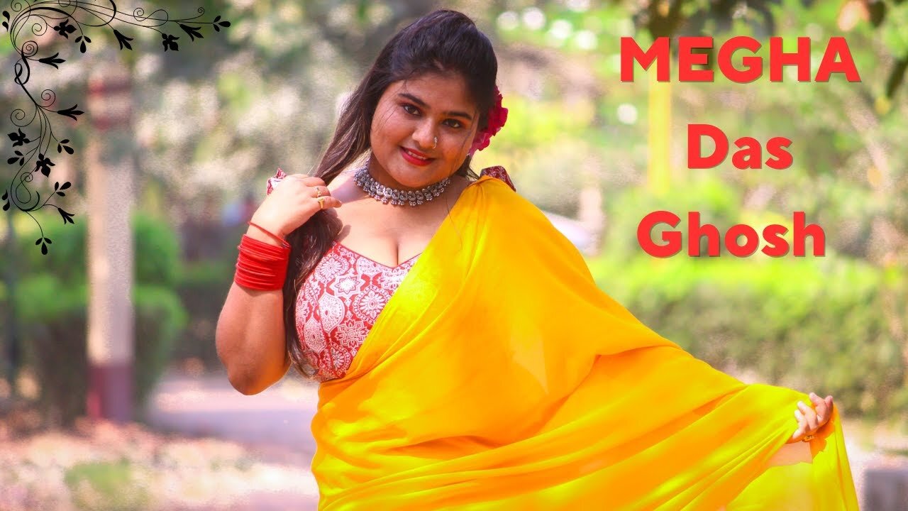 BONG BEAUTY MEGHA DAS GHOSH IN YELLOW SAREE -- BONG SAREE VIDEO -- MEGHA DAS GHOSH