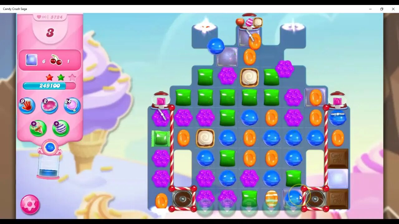 Candy Crush Level 5724 Talkthrough, 25 Moves 0 Boosters