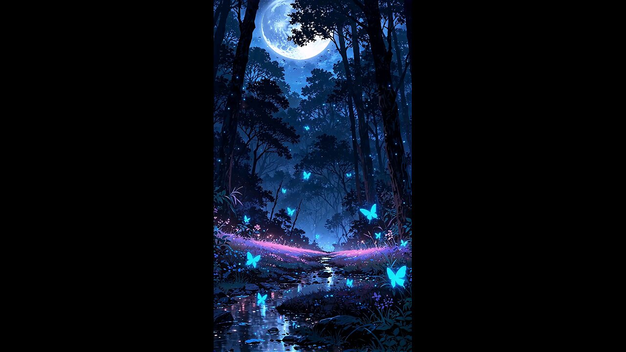 SnapTik Avatar Step into a mystical night forest, where the blue moon lights the way