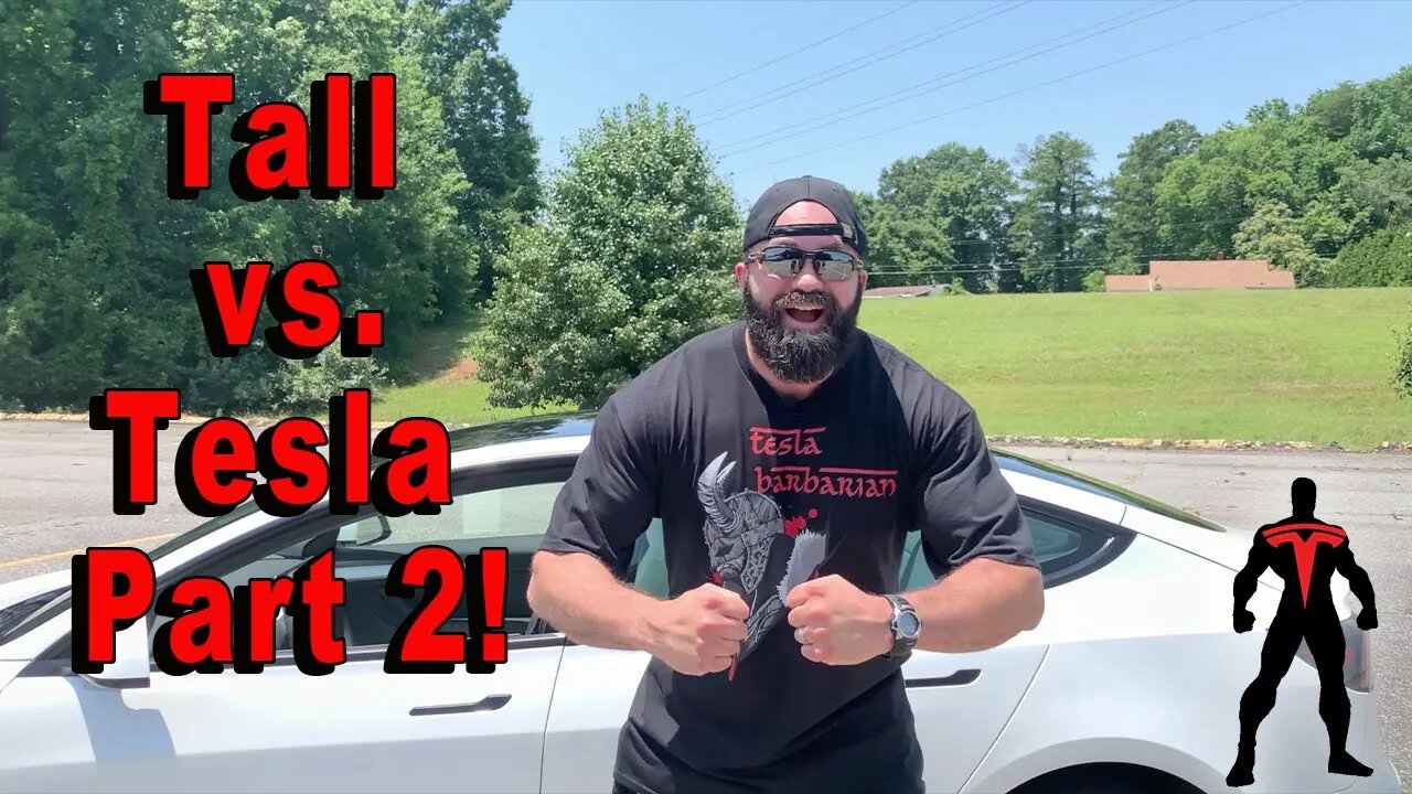 Tall Vs Tesla Part 2 - Can 6'5" Barbarian sit in the BACK of a Model 3??