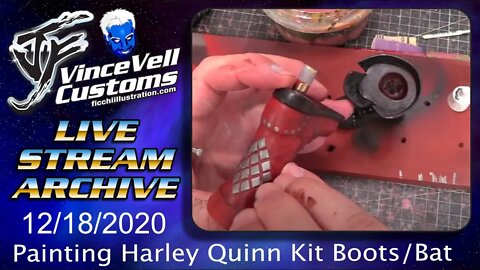 VinceVellCUSTOMS Live Stream - Waiting on supplies so chill stream painting Harley Quinn kit