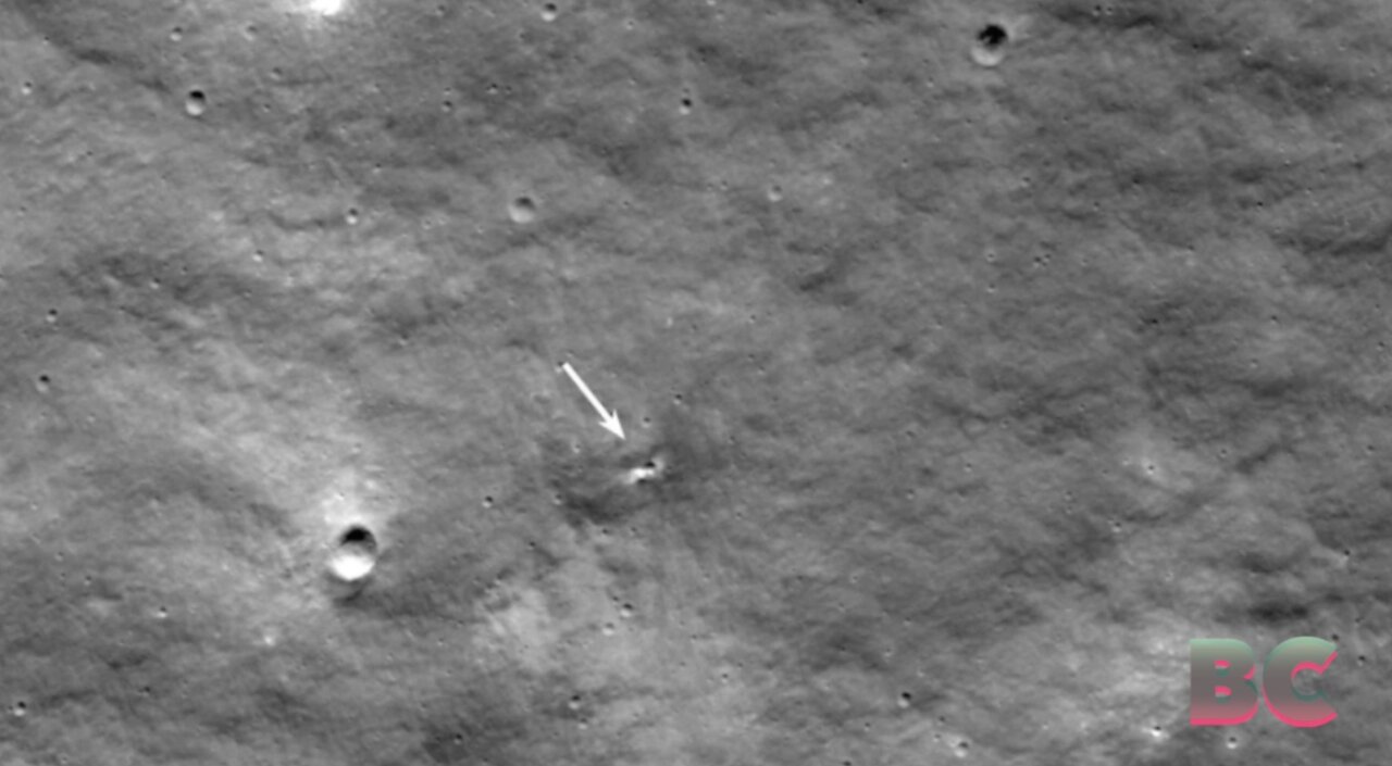 NASA reveals gash on moon left by crashed Russian spacecraft