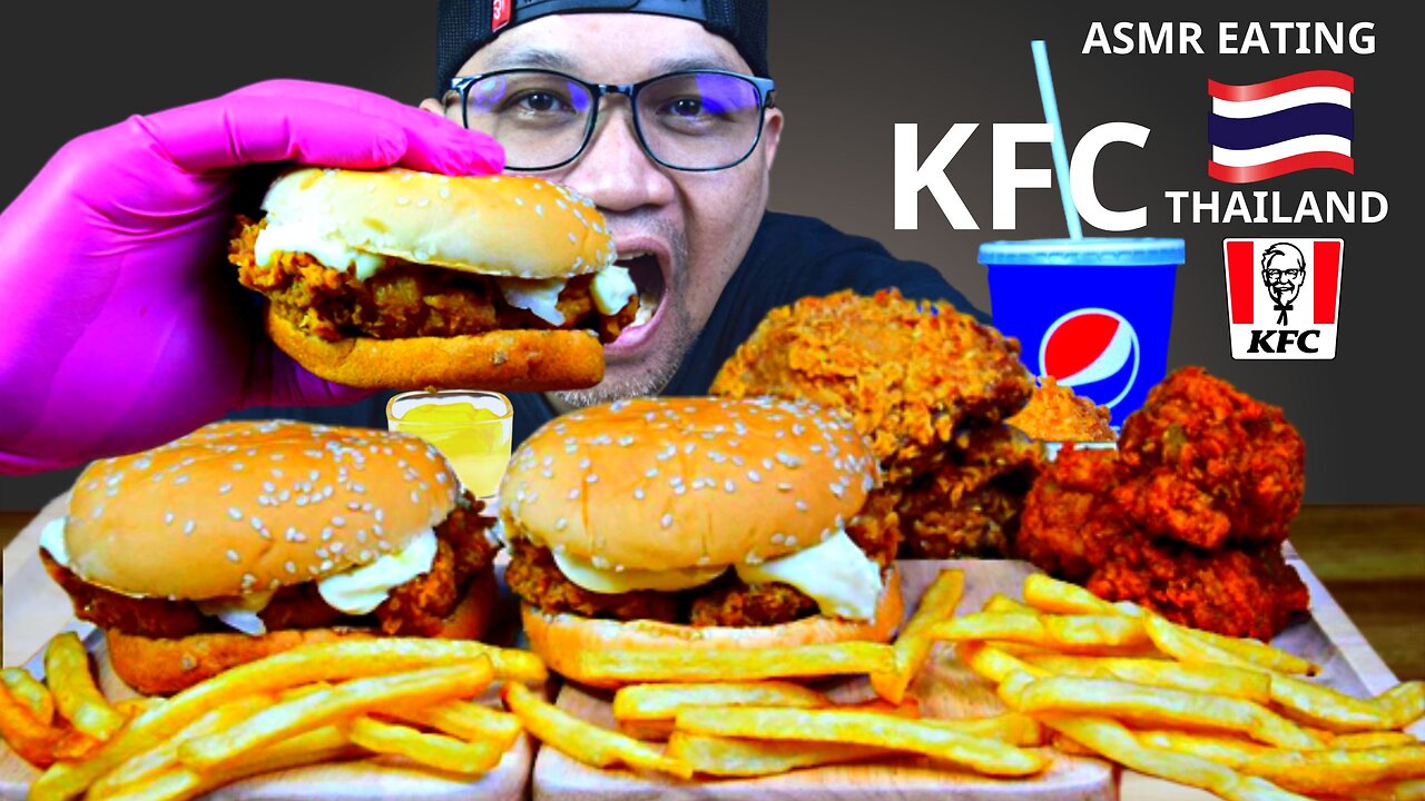 Asmr eating chicken ,KFC Fried Chicken Thailand,Mukbang Kfc burger