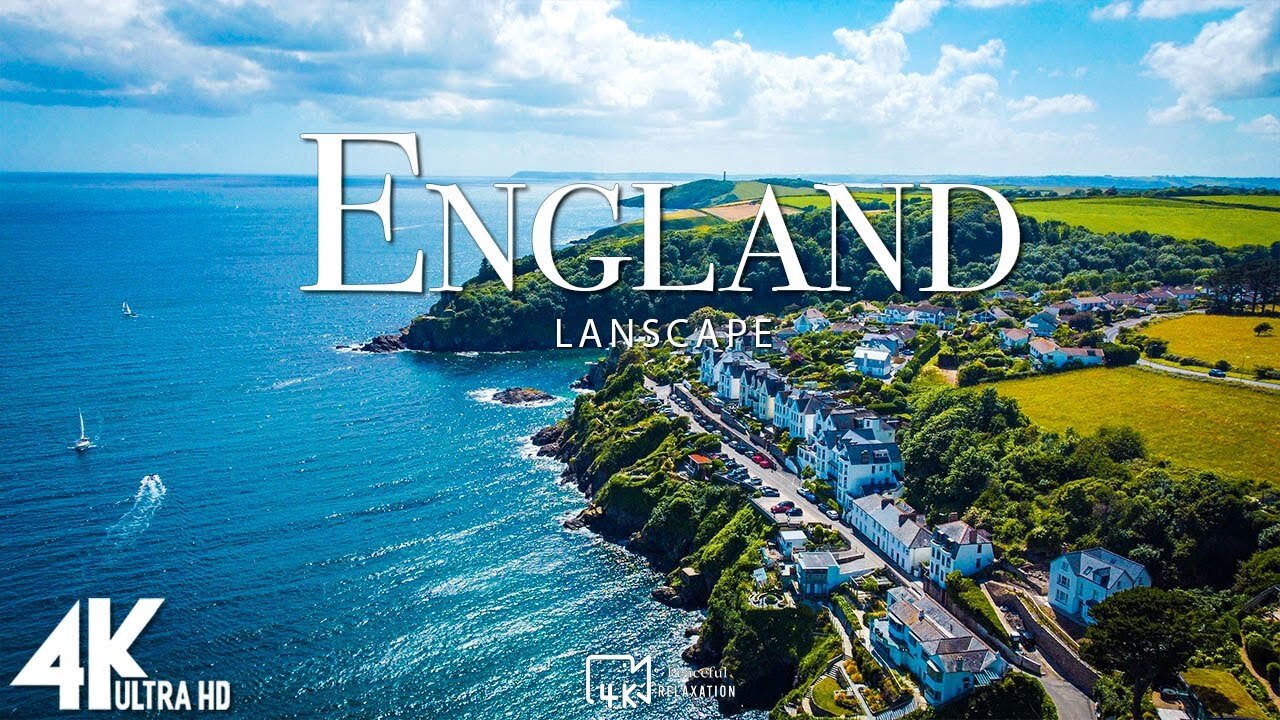 FLYING OVER ENGLAND 4K UHD - Calming Music With Stunning Natural Landscape Videos Ultra HD