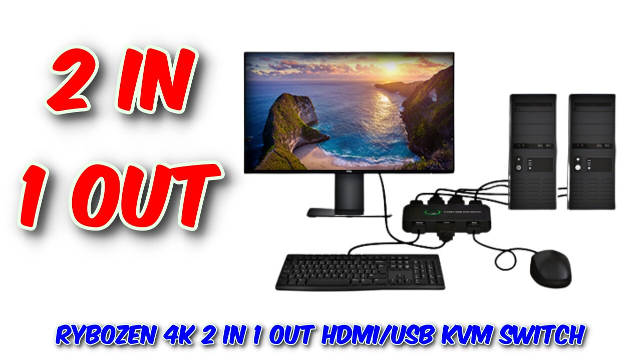 Rybozen 4K 2 In 1 Out HDMI/USB KVM Switcher