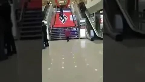 Kiev Ukraine: Big Swastika flag in a mall