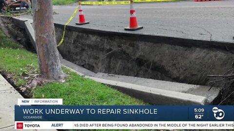 Oceanside sinkhole deepens, work underway to prevent more damage to homes