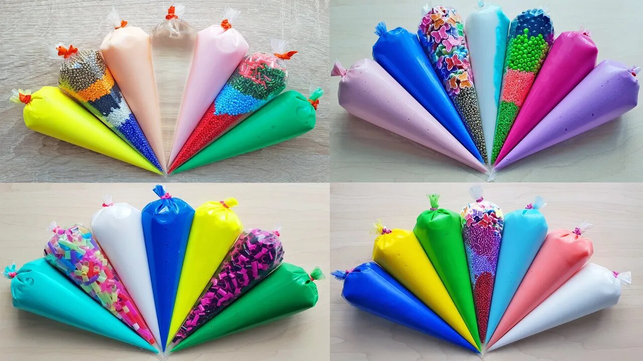 Making Crunchy Slime with Piping Bags #204